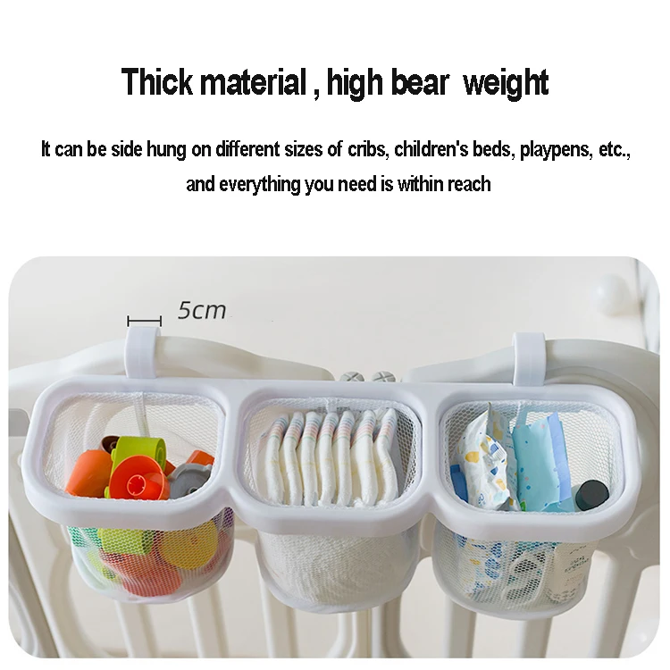 New hanging storage bag with 3 pockets Baby Diaper Caddy and Nursery Hanging Organizers Essentials for Hanging on Crib