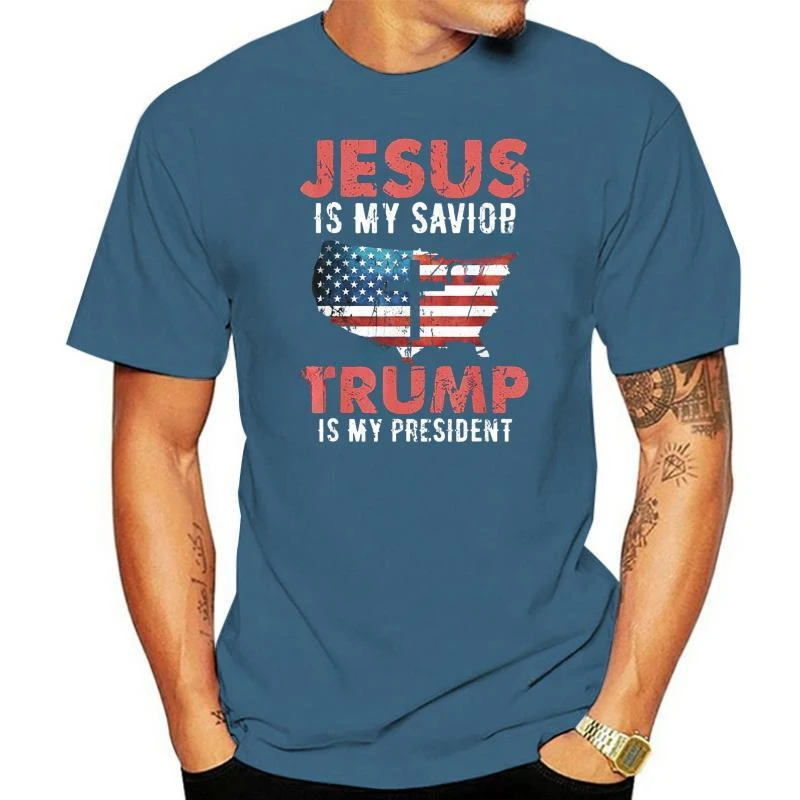 New arrived short sleeve unisex tshirts Black Jesus Is My Savior Trump Is My President For Men T-Shirt Loose Size Round Collar