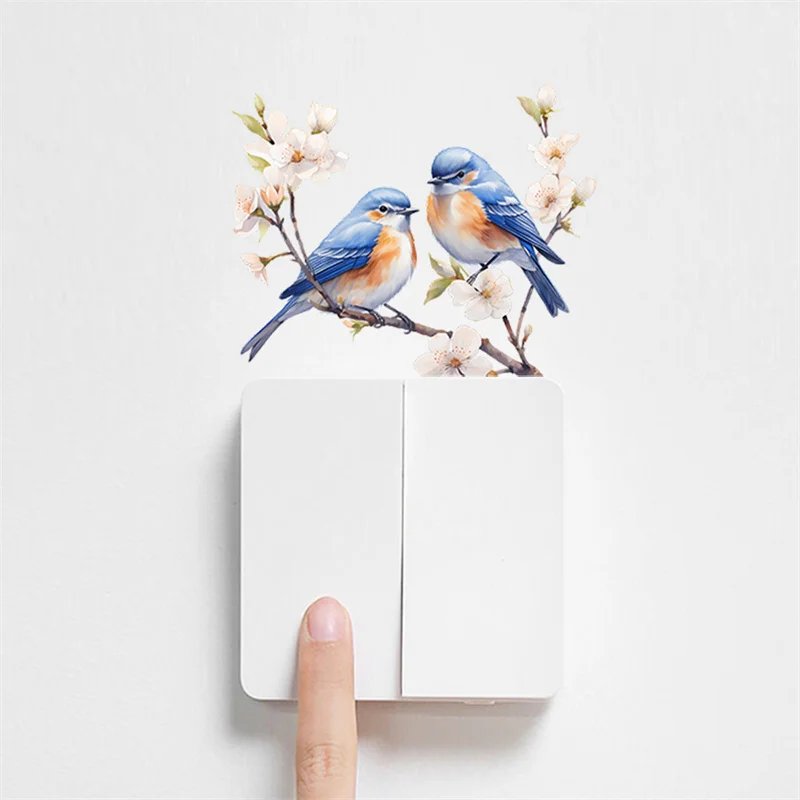 Painted Branches Bird Bedroom Living Room Switch Paste Home Decoration Beautify Wall Stickers Self-Paste Decals