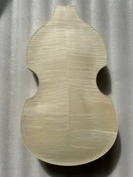 Unfinished DIY Guitar Body Kit, Flamed Maple Wood Veneer, No Paintting Double Bass Shaple, 4 Strings