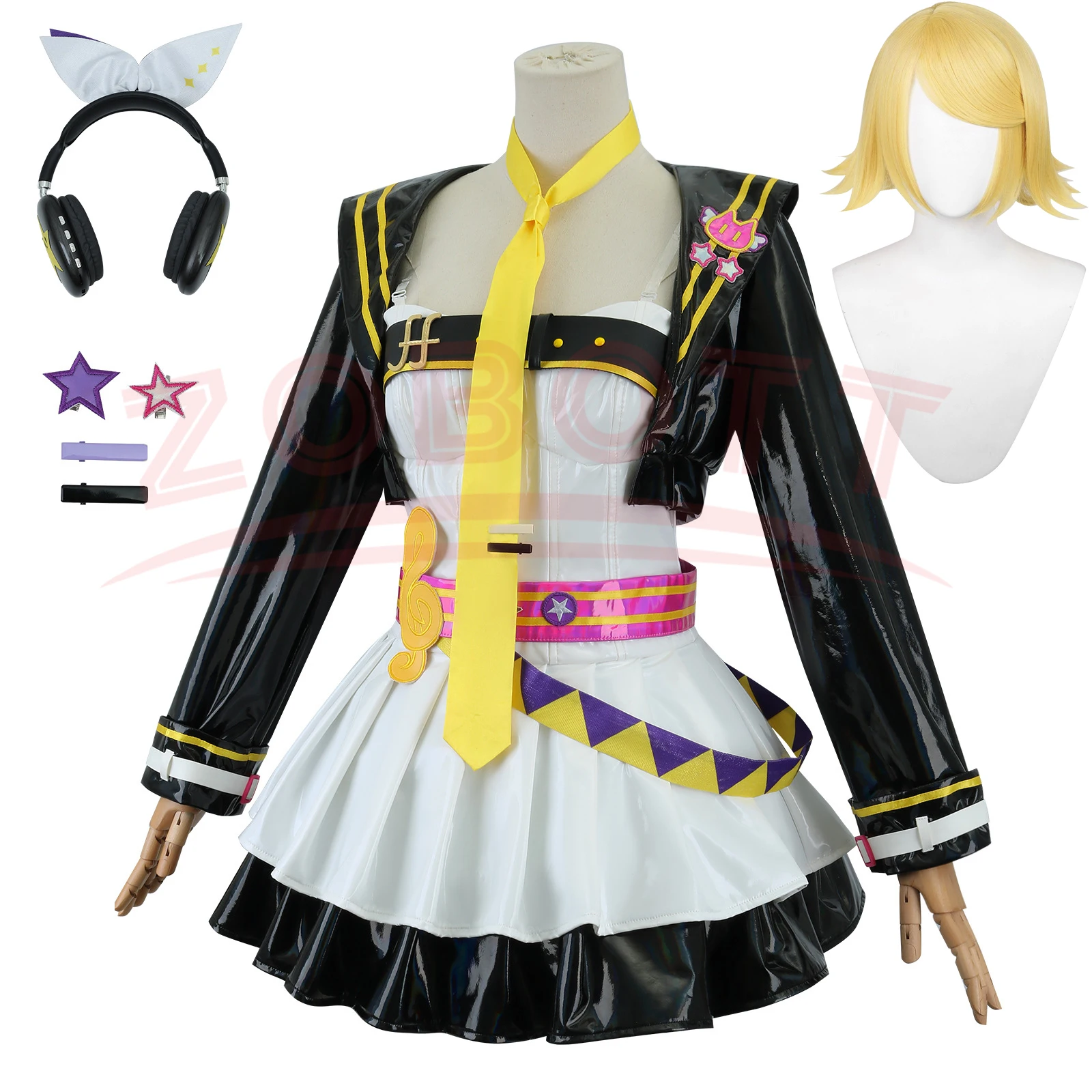 

Game Muse Dash and Rin Cosplay Costume jacket skirt Mikuu Rin Len Uniform Outfits Anime Cosplay Costumes Halloween costume wig