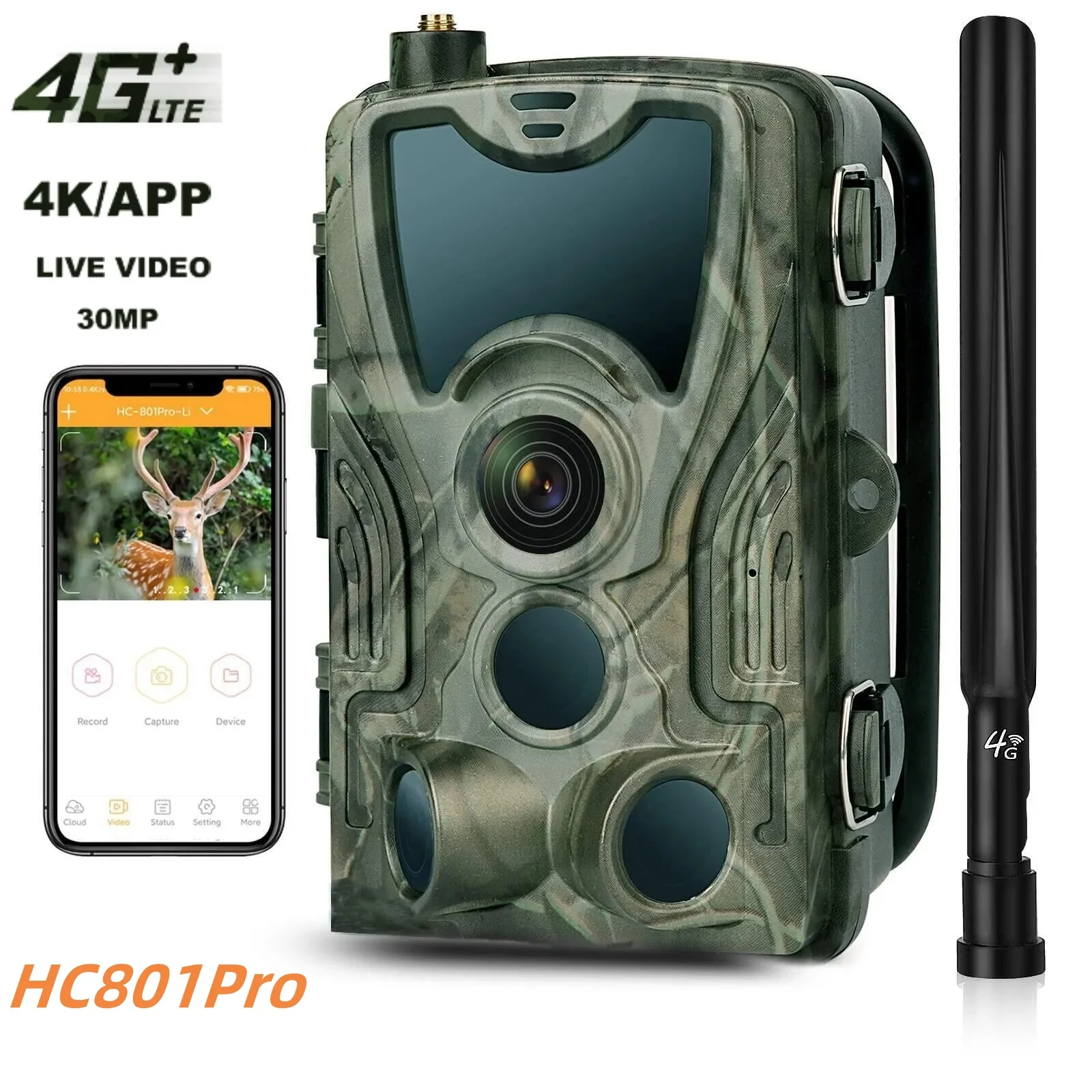 

Free APP Cloud Service 4G Trail Camera 4K Live Broadcast Wildlife Hunting Surveillance Cellular Wireless Cameras HC801PRO 30MP