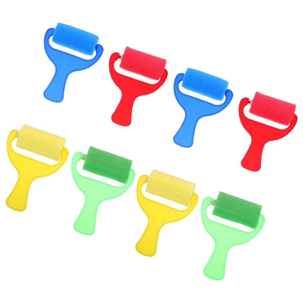 

8Pcs Sponge Paint Roller Brushes Set Colored Rollers Wide Handles Soft Sponge Heads Early Learning Craft Painting Tools