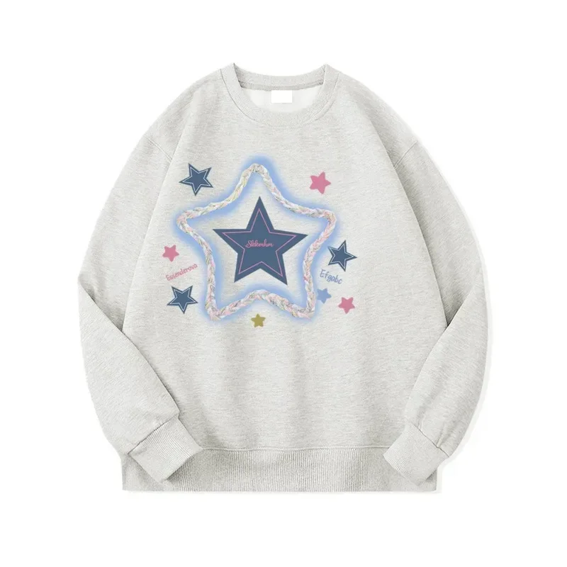 

Korean Vintage Star Graphic Sweatshirts Women Harajuku Kawaii Oversized Hoodies Loose Casual Tops Grunge Streetwear Y2k 후드티
