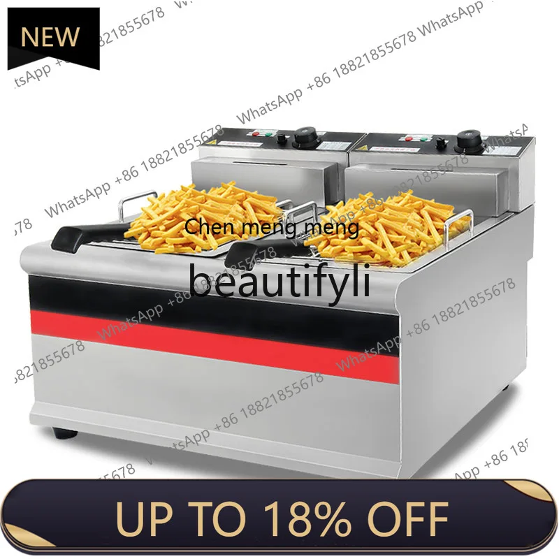 

New arrive Stainless Steel Countertop Commercial Double Cylinder Deep Fryer Burger Shop Equipment Double Head Deep Fryer