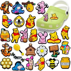 Winnie the Pooh Cartoon Cute  PVC Shoes Charm Accessories Clogs decorated wristband Children's Party Christmas