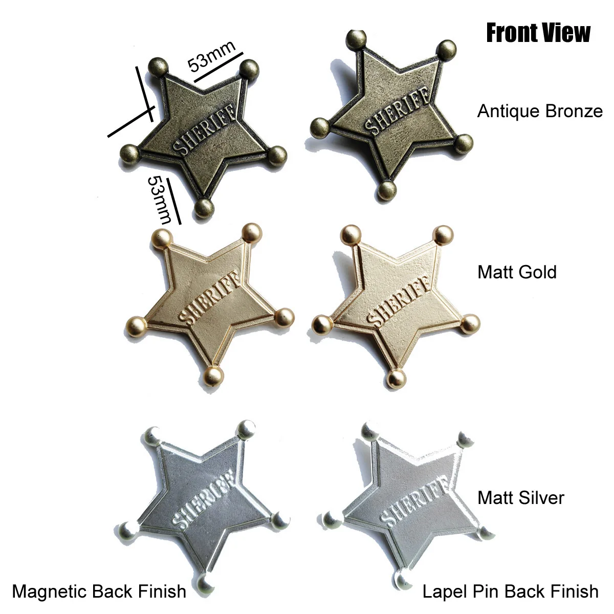دبابيس شرطة خماسية للأطفال ، شارات دبوس طية صدر نجمة ، مجوهرات حفلة مجوفة ، إكسسوارات الموضة ، مقاسين ، 3 ألوان اختيارية