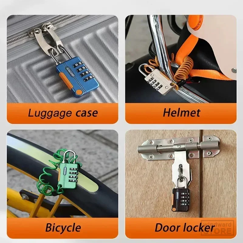 Zinc Alloy Password Cable Lock Motorcycle E-bike Scooter Bicycle Helmet Lock Anti-theft Steel Cable Box Cabinet Door Padlock