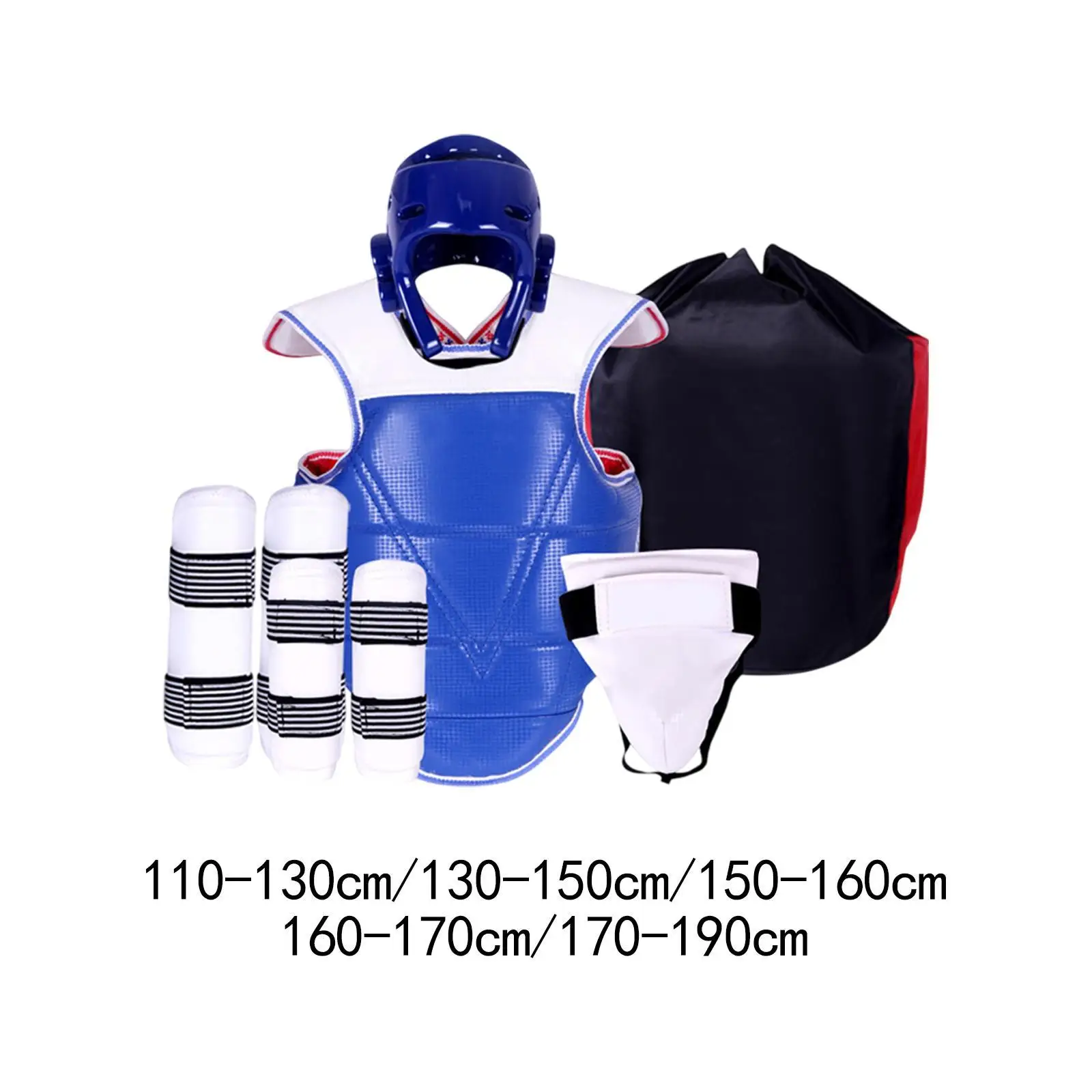 5 Pieces Taekwondo Protective Gear Full Protection for Kickboxing MMA Sanda