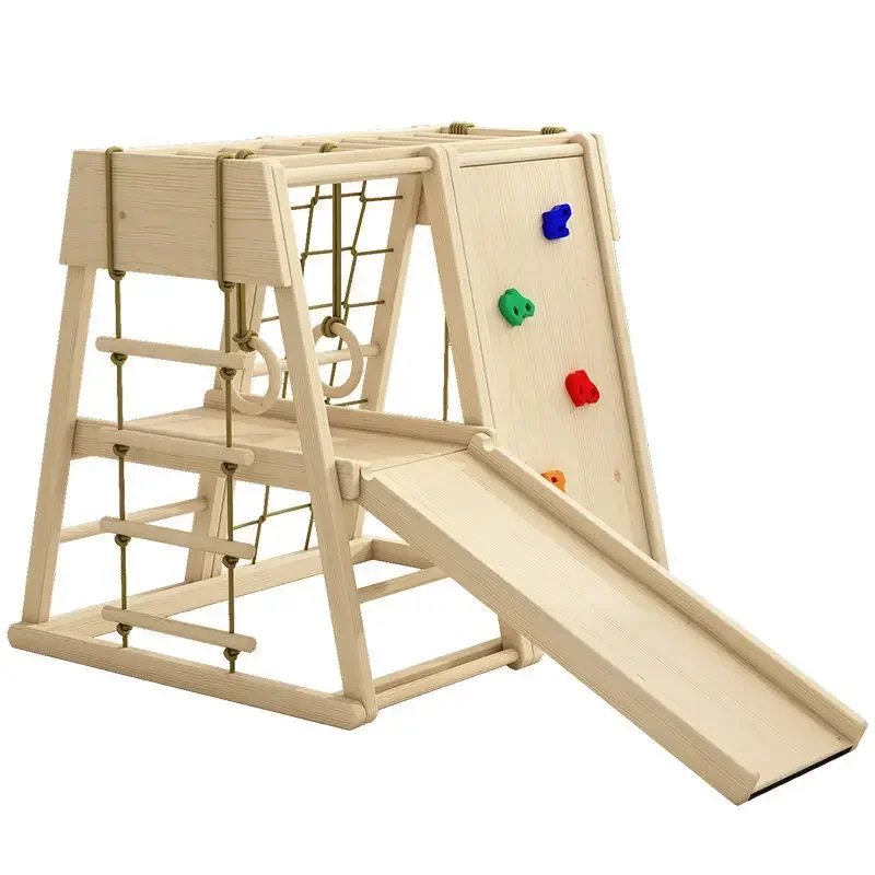 Climbing Frame Childrens' Indoor Outdoor Toy Solid Wood Slide Baby Swing Combination Kindergarten Montessori Fitness Equipment