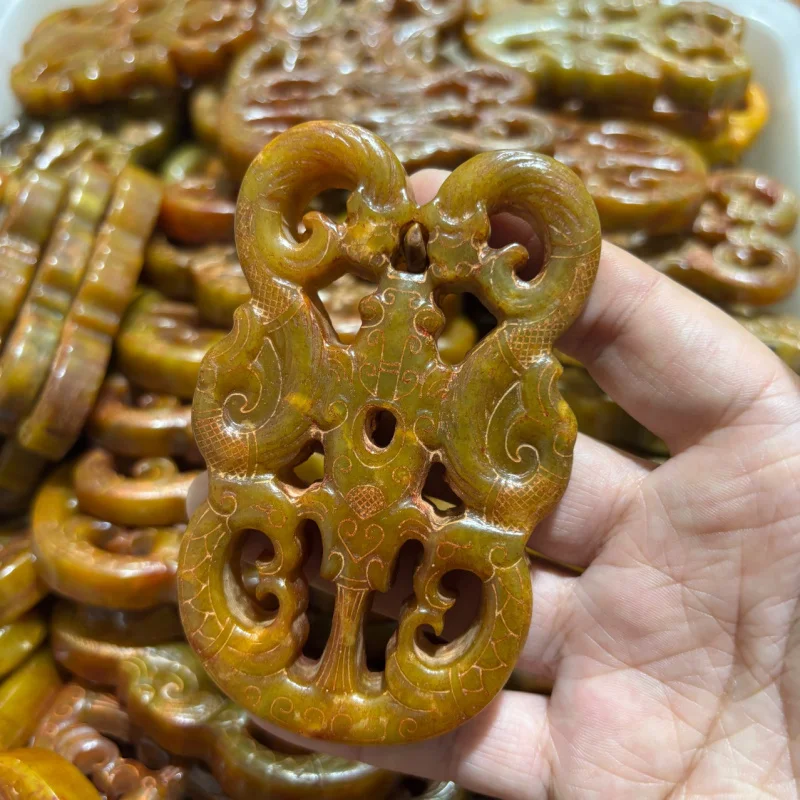Atacado de alta qualidade antiga dinastia Han Jade, Jade Xiuyan, Jade antigo, pingente de jade vintage, artesanato de dragão e fênix, Jad
