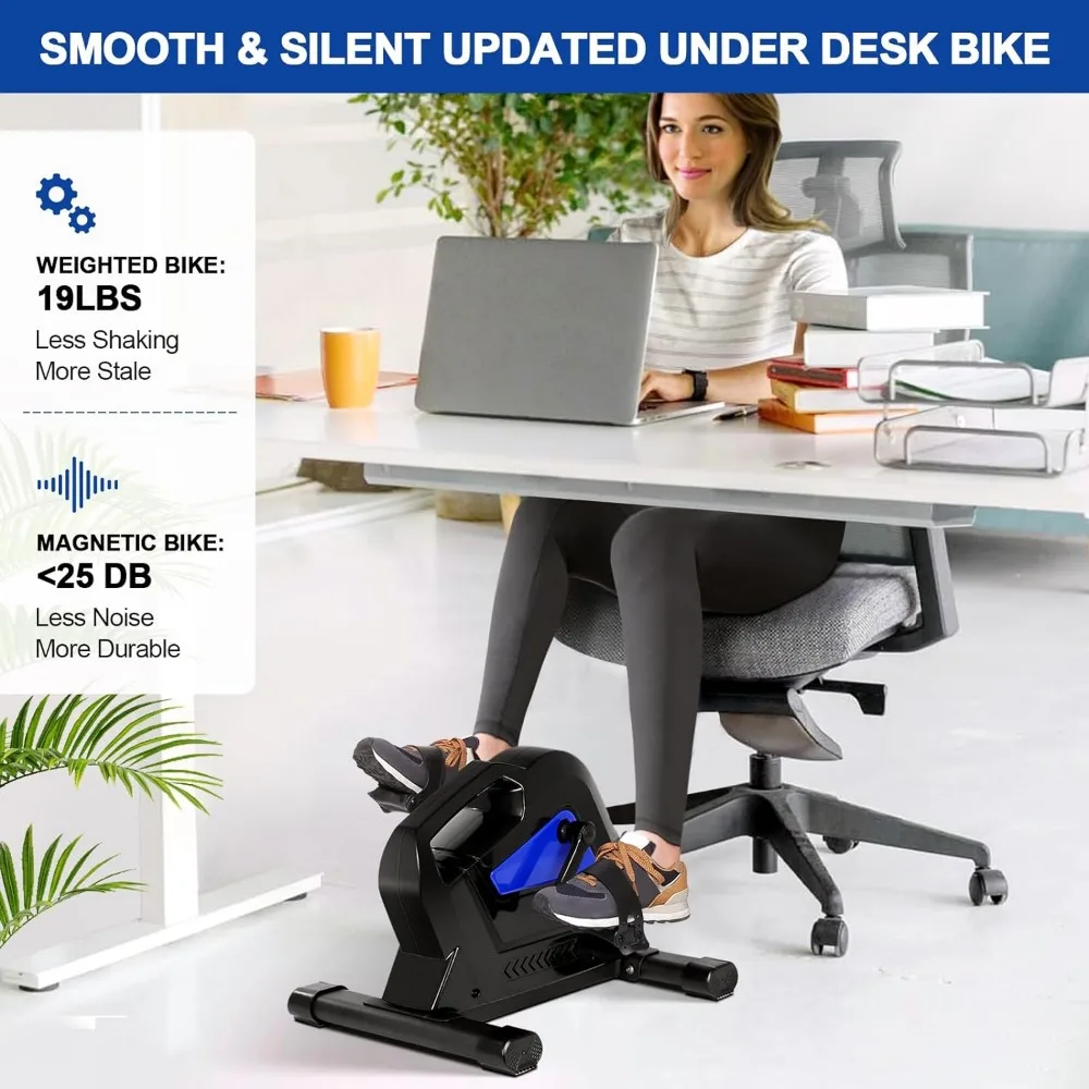 Under Desk Bike Pedal Exerciser, Mini Exercise Bike with Magnetic Resistance, Desk Exercise Equipment for Arm & Leg