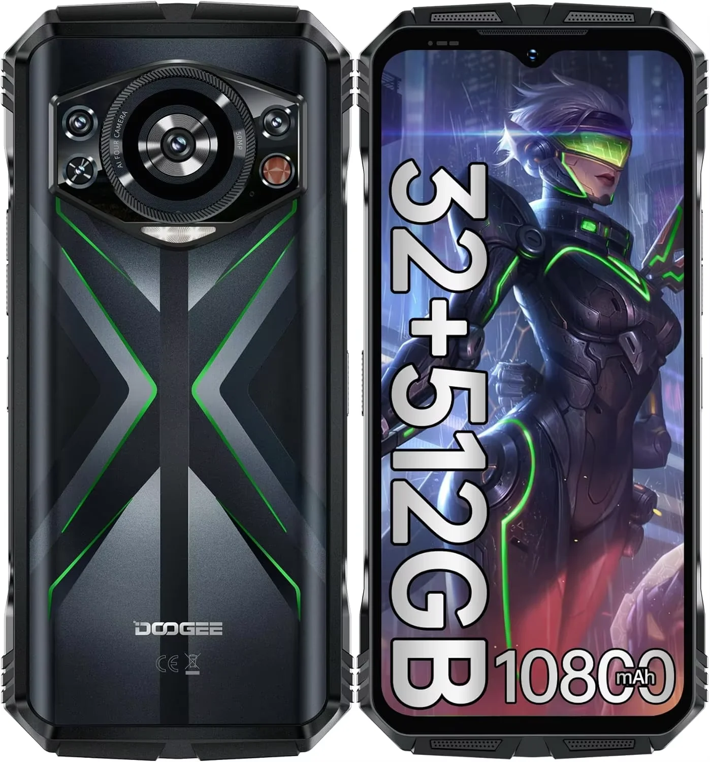 Смартфон DOOGEE S118 без привязки к оператору, Helio G100 Octa Core, 32 ГБ + 512 ГБ, аккумулятор 10800 мАч / 33 Вт, прочный, 4G, камера 50 МП + 12 МП