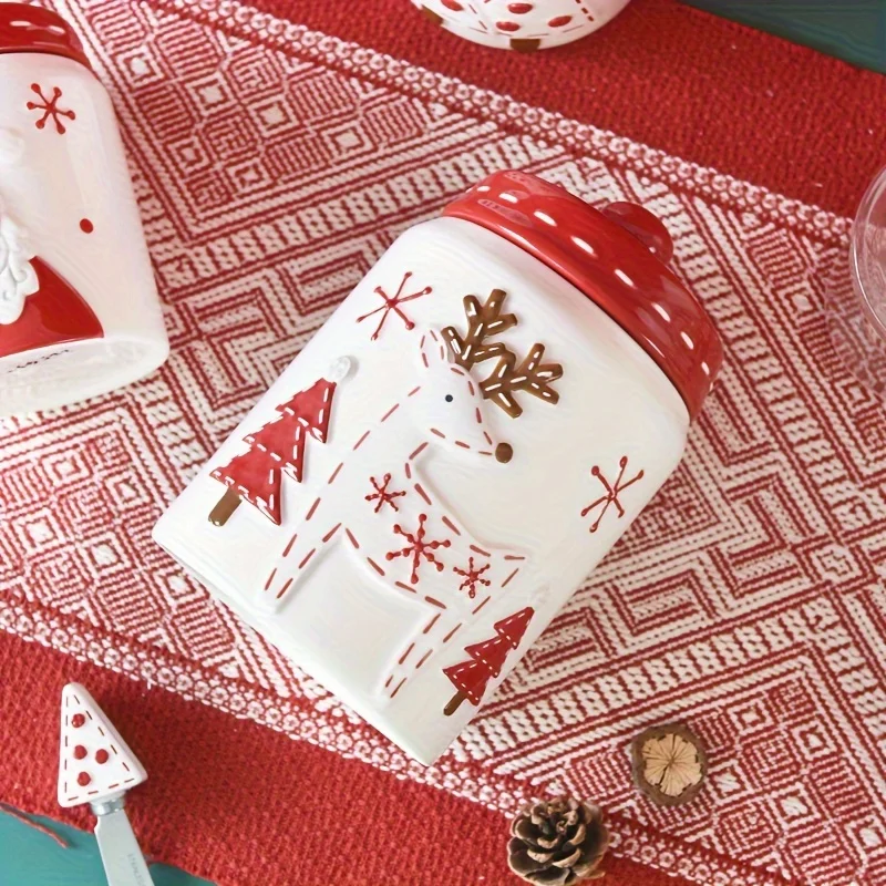 

Nordic Stitch Santa Tableware Set Ceramic Plates Bowls Cups Western Style Kitchenware
