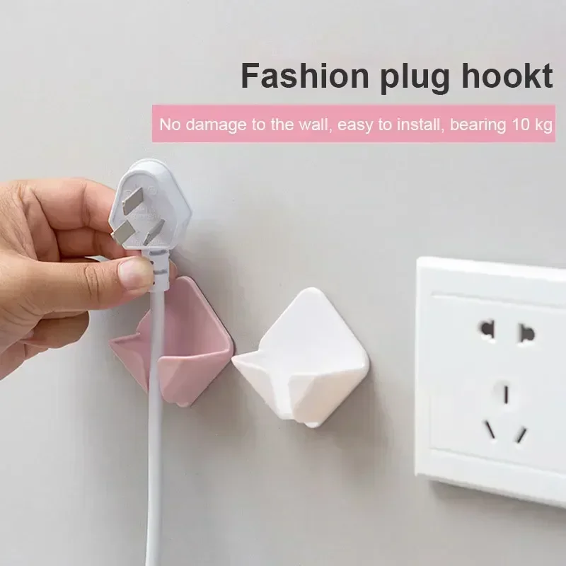 2 Pcs Kitchen Hanger Plug Bracket Home Cable Organizer Cord Storage Rack Holder Wall Mounted Adhesive Force Sticky Hook Bathroom