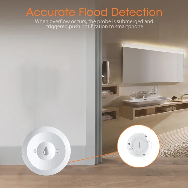 Tuya Zigbee Water Sensor Flood Leak Detector App Remote Monitoring for Kitchen/Bathroom Support Home Assistant Zigbee2mqtt