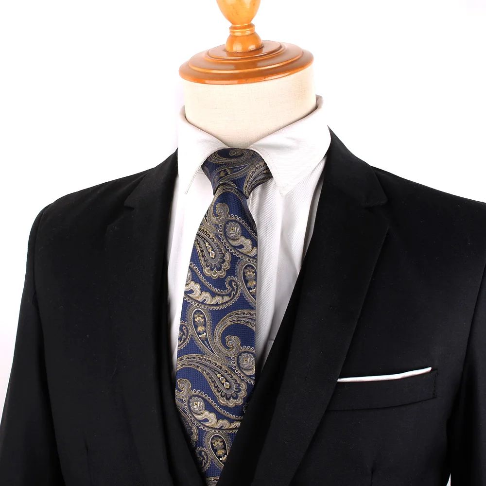 New Navy Blue Ties For Men Women Striped Necktie For Groomsmen Paisley Men's Tie For Wedding Fashion Floral Neckties For Gifts