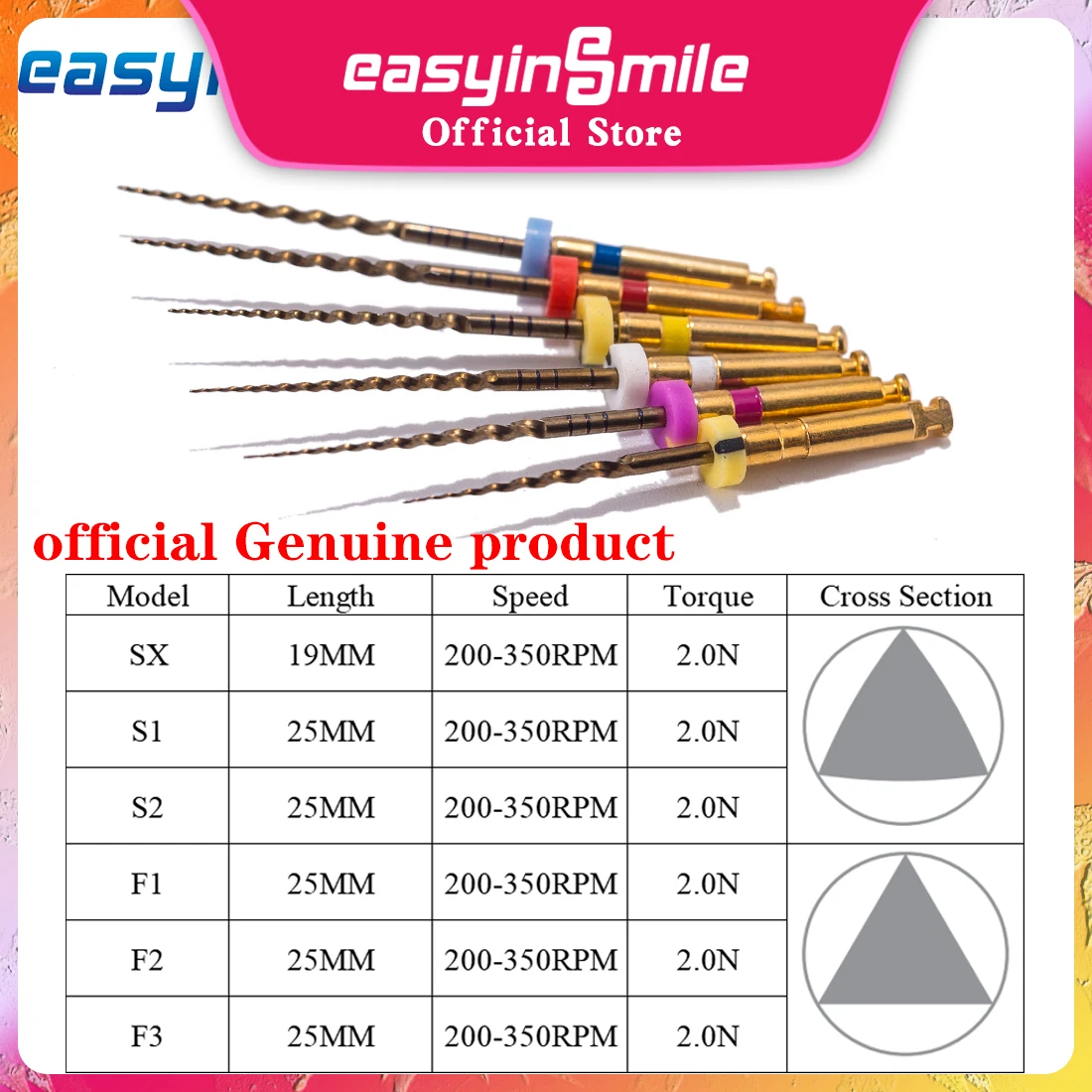 Dental Rotary X-Pro Gold Taper Files Endodontic NITI Needle Tips SX-F3 Assorted 21/25/31mm for Dentistry Root Canal EASYINSMILE