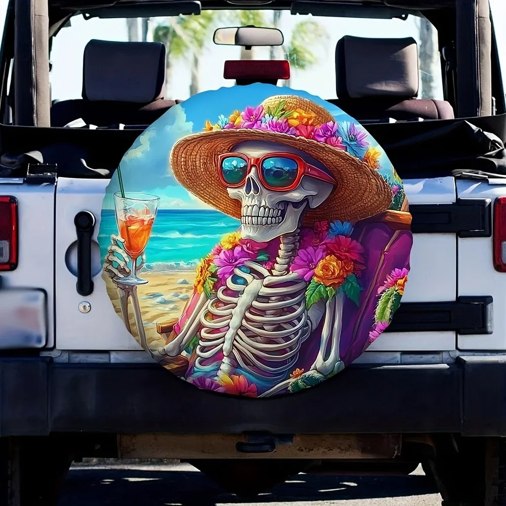 

Чехол для запасного колеса Skeleton Beach Drink из прочного полиэстера для внедорожников и джипов