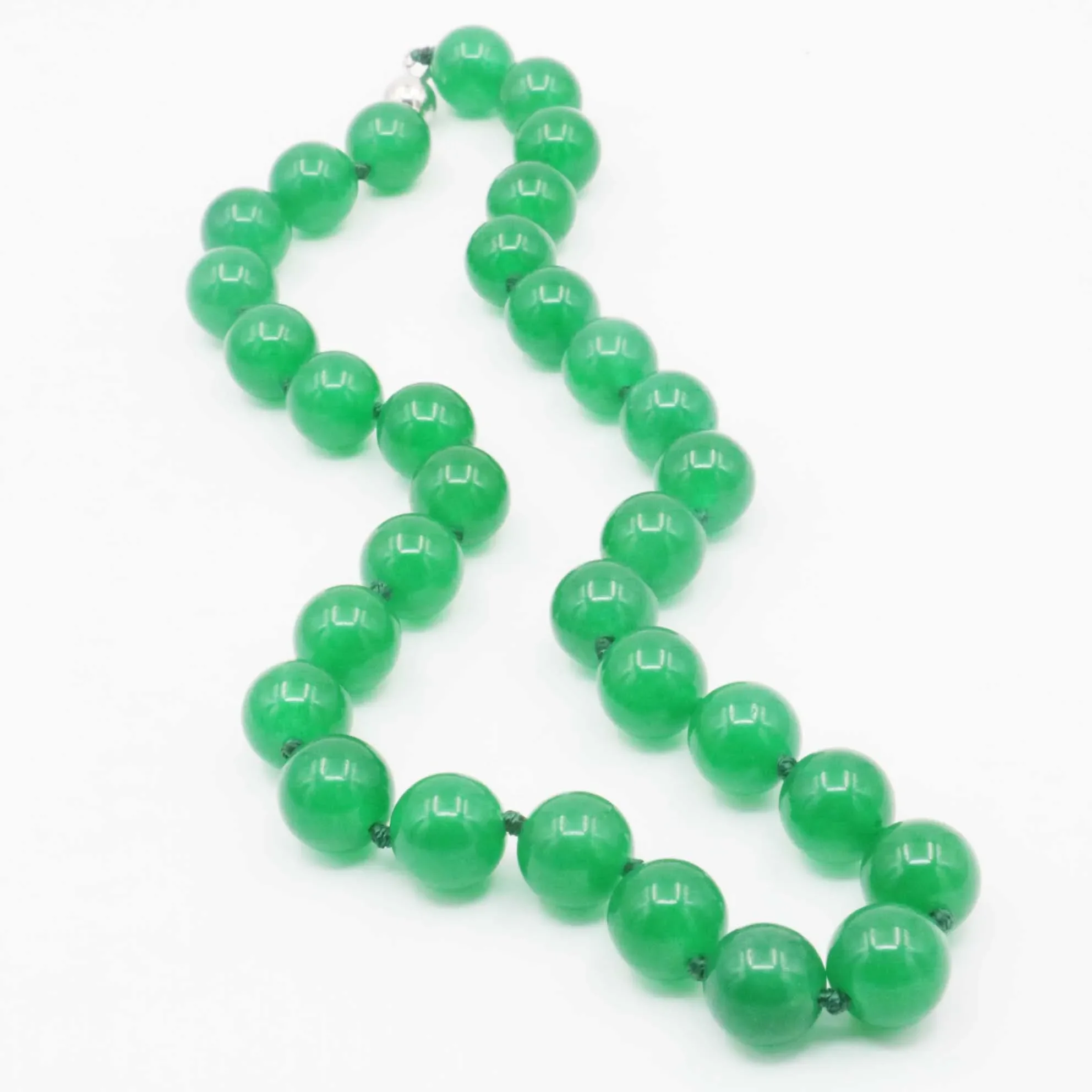 8 10 12mm Green Round Jade Chalcedony Necklace Beads Neckwear Natural Stone 18inch Women Female Hand Made Jewelry Making Design