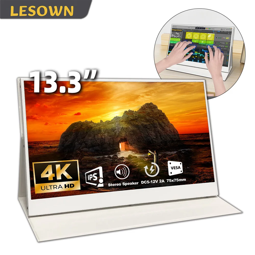 LESOWN Touchscreen 13.3" Full HD Portable Monitor - 1080P IPS Mobile Display Secondary Monitor for Laptop/Phone Extended Viewing