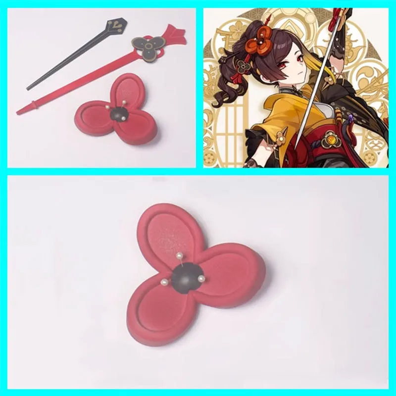 Accesorios de Cosplay de Genshin Impact Chiori, tocado de flores, horquilla, disfraz de Cosplay para Halloween, fiesta de carnaval, accesorios de juego de rol