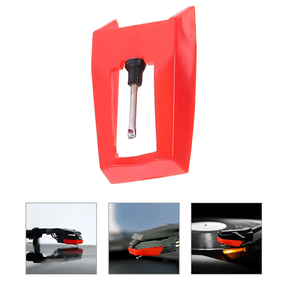 

2Pcs Black Vinyl Record Player Stylus Replacement Needle Red Tip Universal Turntable Needle Cartridge for Vintage Phonograph