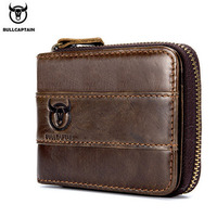 BULLCAPTAIN  New Arrival fashion Mens Wallet Cowhide Coin Purse Slim RFID Carteira Designer Brand Wallet clutch leather wallet