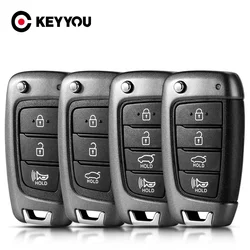 KEYYOU Folding Flip Smart Remote Car Key Shell Fob For HYUNDAI Tucson Elantra Accent Solaris Kona Verna 2017+ Replacement Case