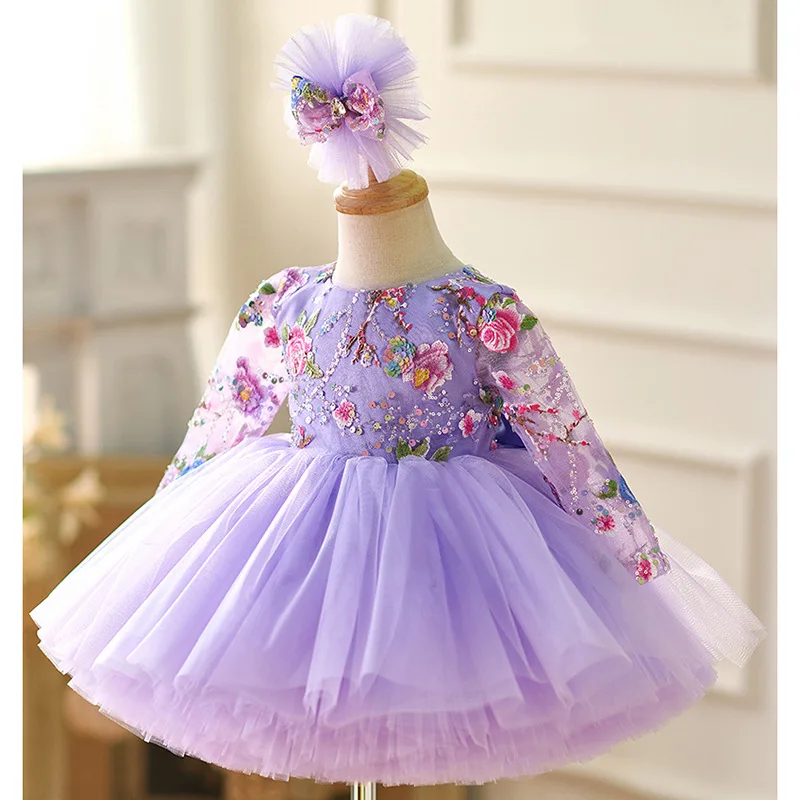 New gorgeous girls' birthday party dress Elegant embroidery gauze princess dress 3-10 year old carnival performance dress