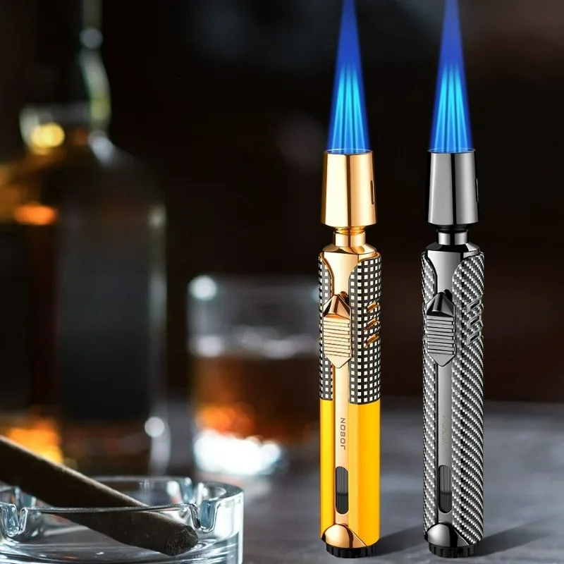 JOBON Firepower 3 Flame Windproof Jet Blue Flame Butane Gas Torch Lighter Visible Gas Window Outdoor BBQ Kitchen Cigar Lighters