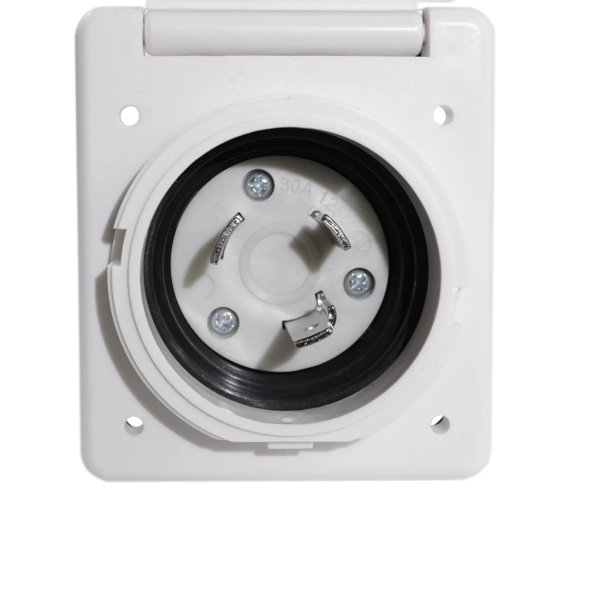 

American RV is suitable for power socket with cover 30A pin torsion lock connection 125V white with waterproof cover