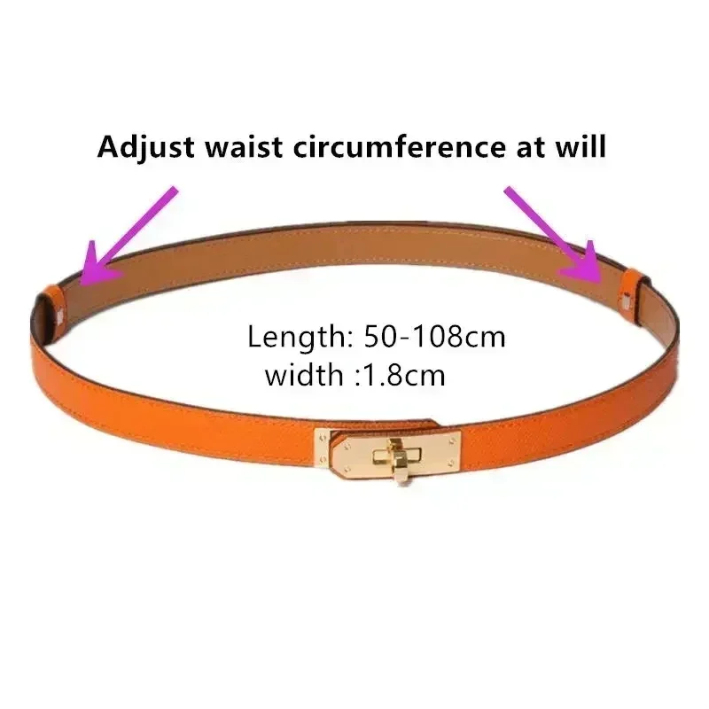 All-match Women's 2024 New H Rotary Buckle Kelly Thin Waist Belt Width 1.8cm for Dress and Coat