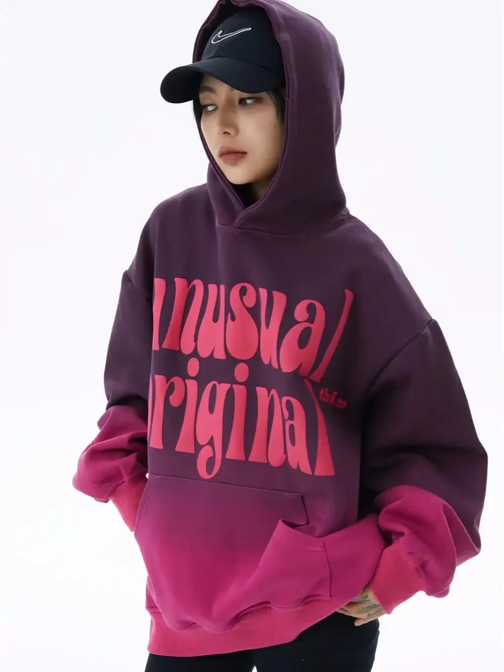 Y2k Hoodies Women Streetwear 3D Foam Oversized Sweatshirt Cotton Gradient Pullovers Kakazzy Hoodies Fashion Women Clothing