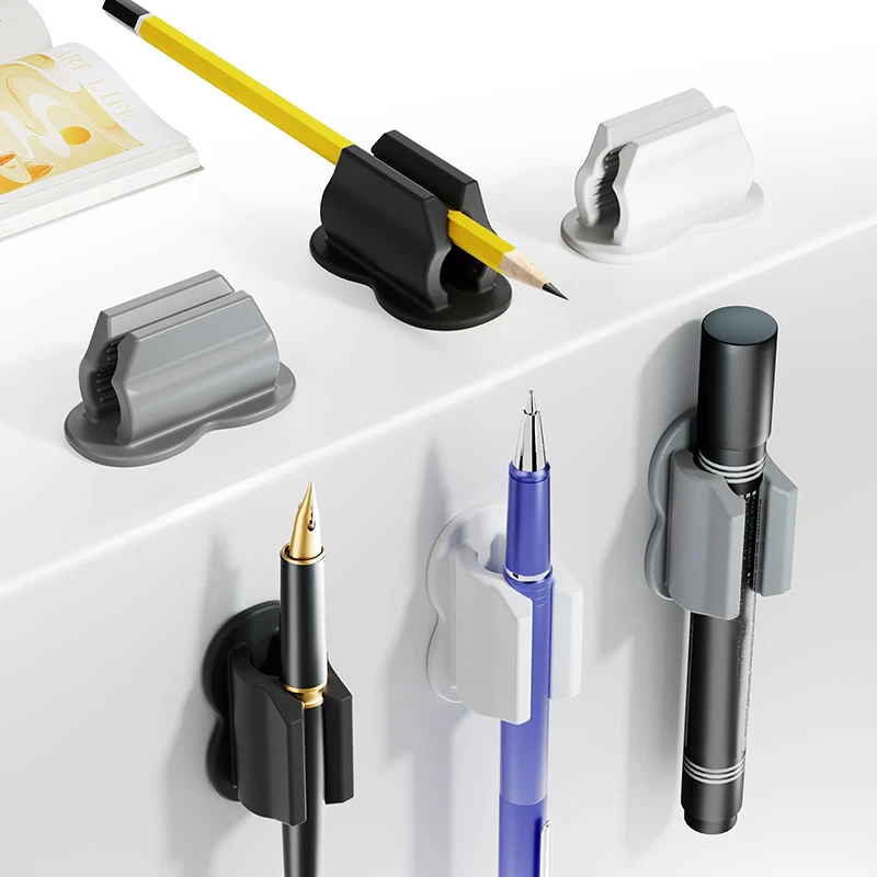 Anti-lost Anti-fall Self-Adhesive Pen Holder Silicone Pen Holder Organizer Desktop Marker Pen Ballpoint Pen Pencil Storage Clip