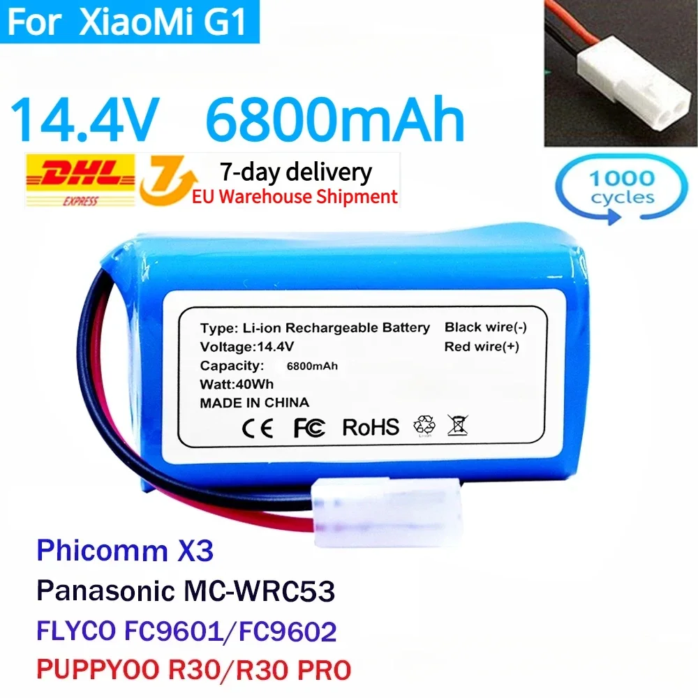 New 4S1P 14.4V 3500mAh Li-ion Battery Pack,For XIAOMI MIJIA Mi Robot Vacuum-Mop Essential G1 MJSTG1, SKV4136GL H18650CH R30 R35