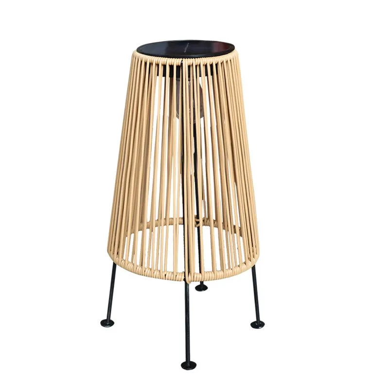 Portable Solar Rattan Table Lamp, Outdoor Waterproof LED Lantern with Warm Light, Decorative Solar Powered Light for Patio