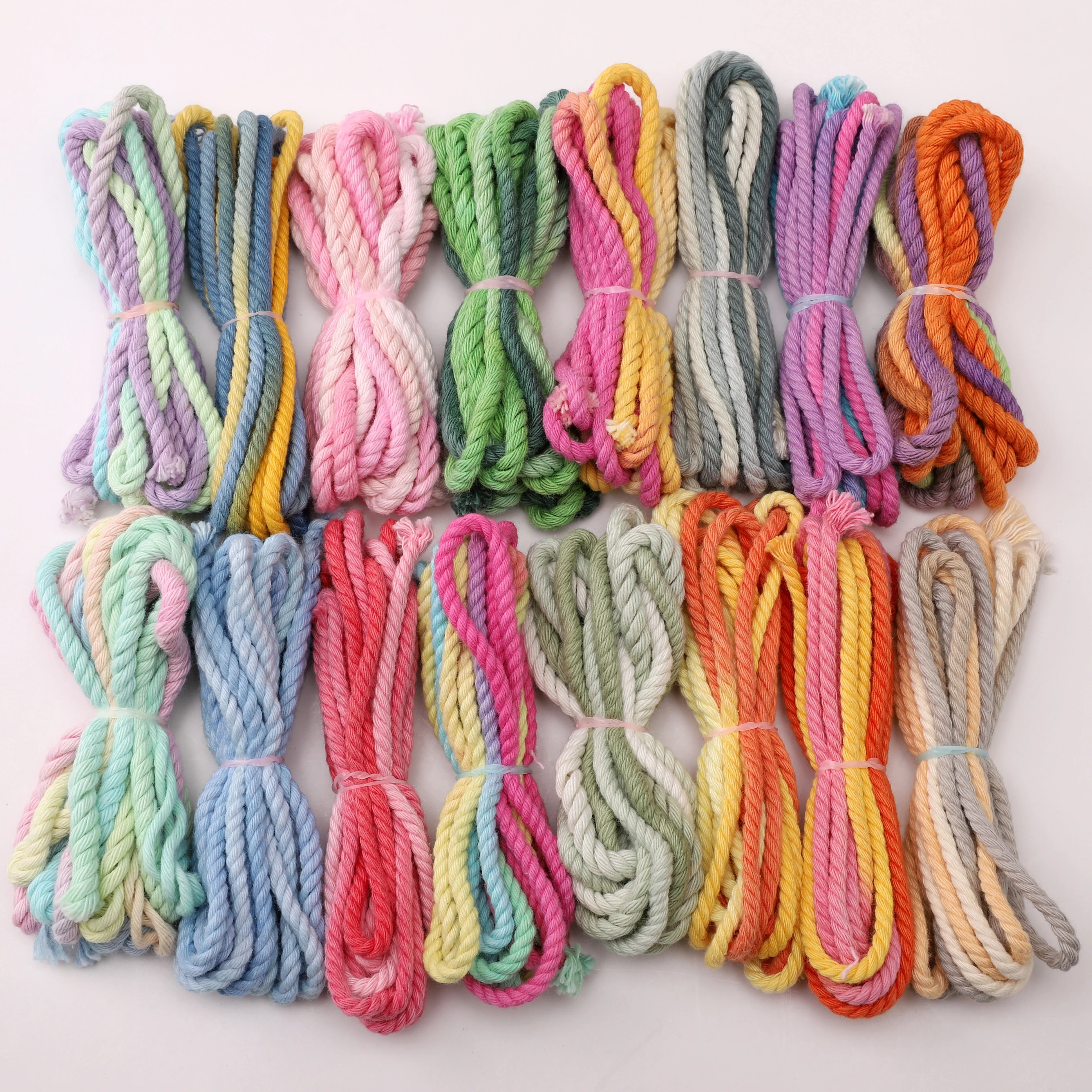 3 متر/وحدة 3.5 مللي متر التدرج اللون 3-ستراند مضفر القطن الحبل DIY بها بنفسك المفاتيح سلسلة هواتف حلية الحرف اليدوية اكسسوارات المواد