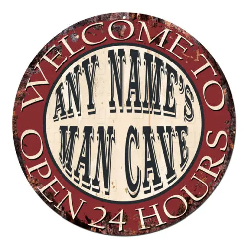 CP-0095 ANY NAME'S MAN CAVE Custom Personalized Chic Tin Sign Decor Gift Ideas