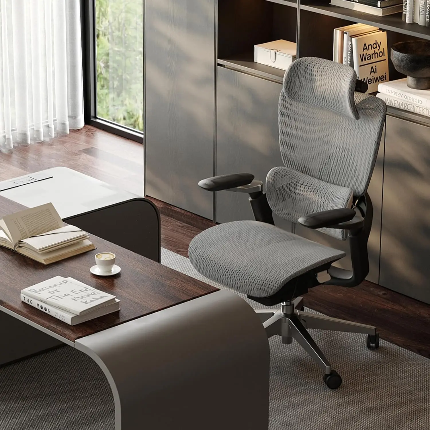 

Ergonomic Big and Tall Mesh Office Chair, Adjustable Lumbar, Headrest, 5D Armrest, 90-130° Tilt, BIFMA, Zen (Grey)