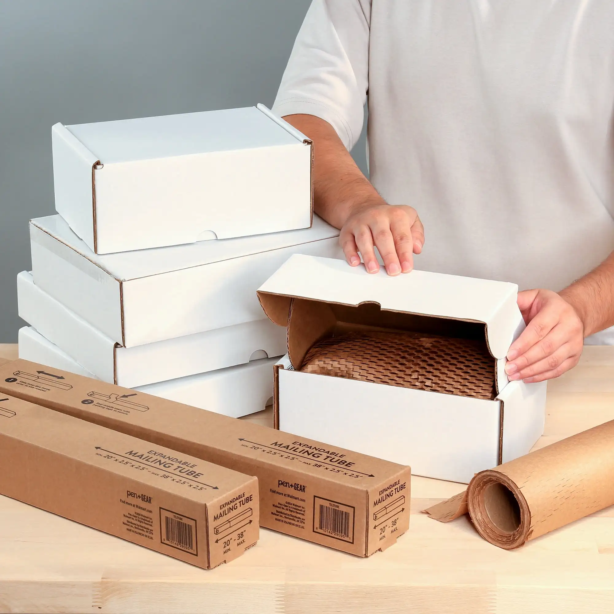 Pen+Gear Side-Loading Shipping Box, 9 in. L x 12 in. W x 3 in. H, White, 30-Count Case