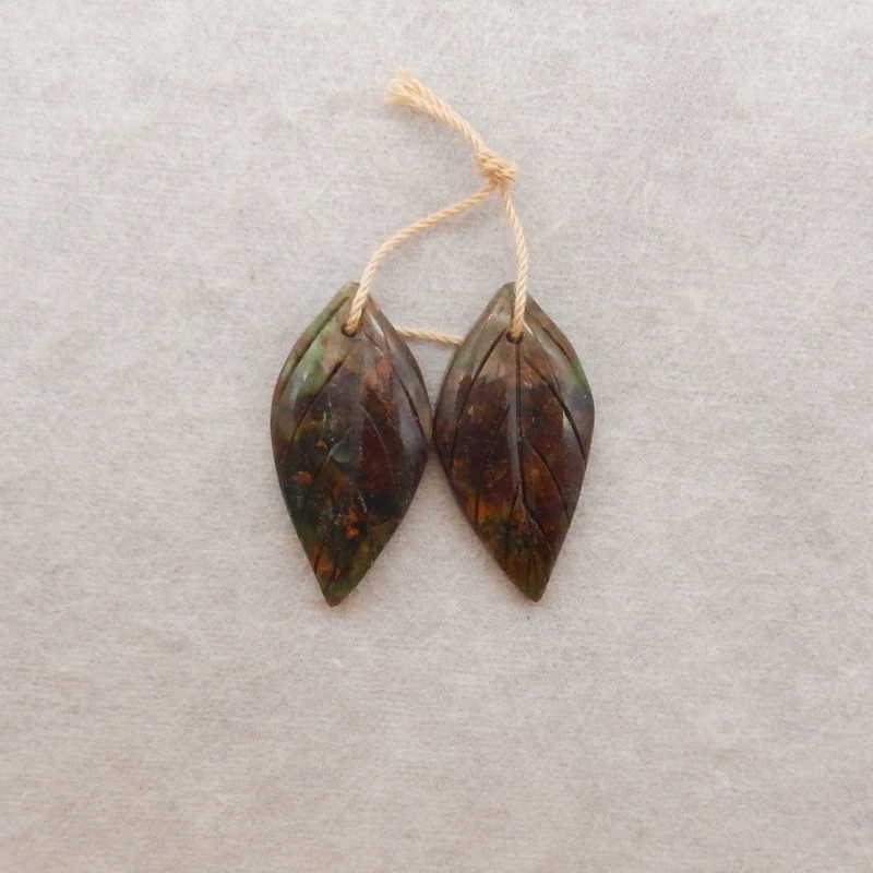 

2 Pairs Women's Fashion Natural Stone Chrysocolla Leaf Shape Earrings Jewelry Beads Gift Set