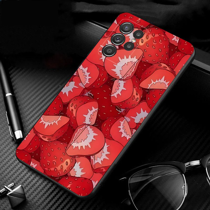 Kawaii Strawberry Phone Case For Samsung S24 S23 S22 S21 S20 Ultra S20 S22 S21 S10E S20 FE S24 Plus