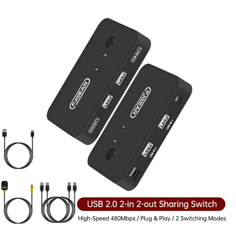 

USB2.0 high Compatibility Switch 2 inputs 2 outputs 2 ports USB printer sharing Two computers share one printer FJ-U202