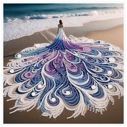 Special Shape Diamond Art Kits for Beginners and Adults,DIY Beach woman Diamond Art Painting Kits for Home Wall Decoration Gift