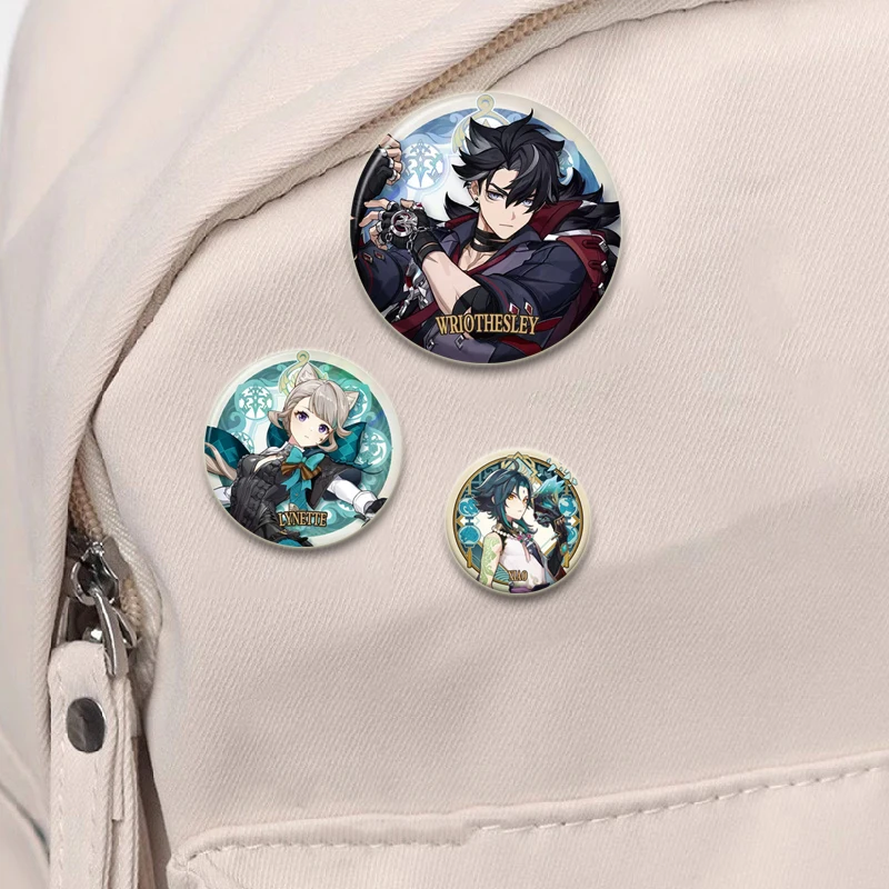 Genshin Impact Badge Hu Tao,Nahida,Furina,Raiden Shogun Game Figure Badge Cosplay Exquisite Enamel Pins for Backpack Hat Clothes