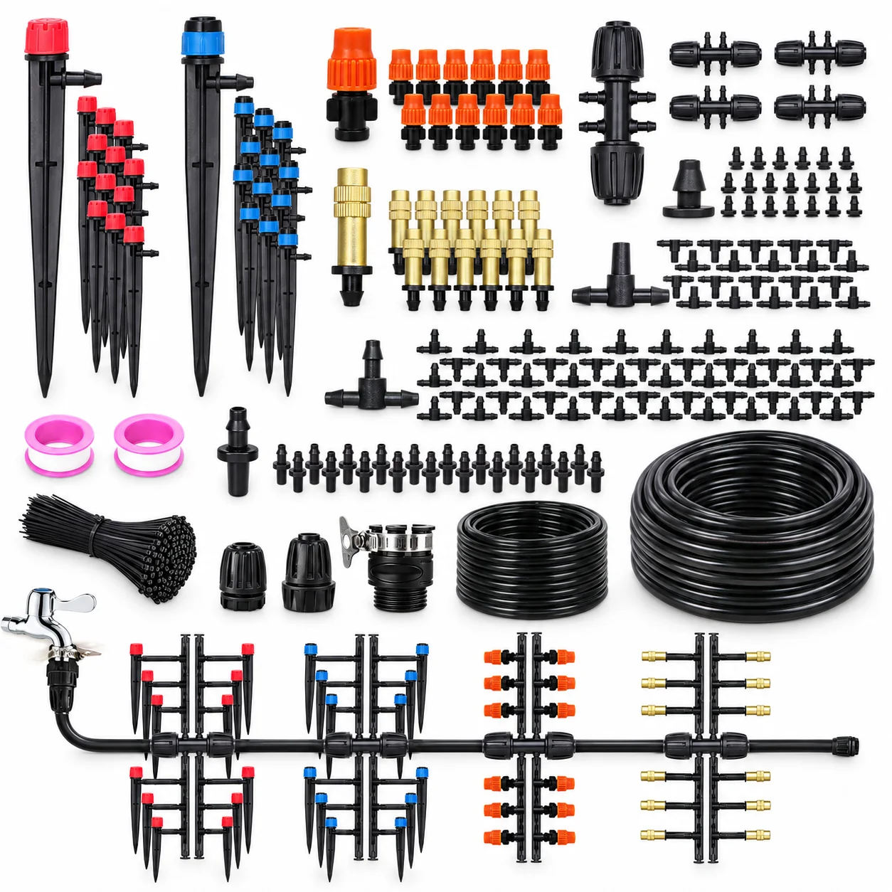 Micro Drip Irrigation Accessories 13cm Adjustable Flow Sprinkler & Mist Nozzle 1/2