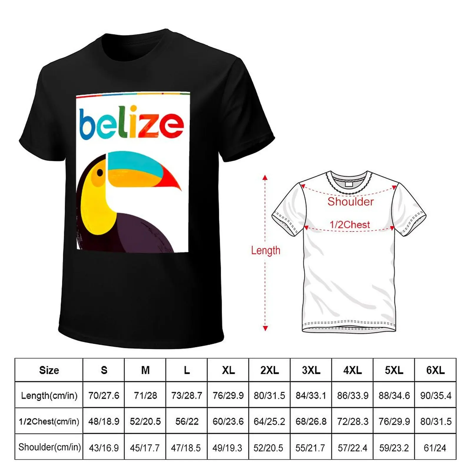 Belize Retro Vintage Travel Poster T-Shirt Casual Simple Design Short Sleeve Shirt