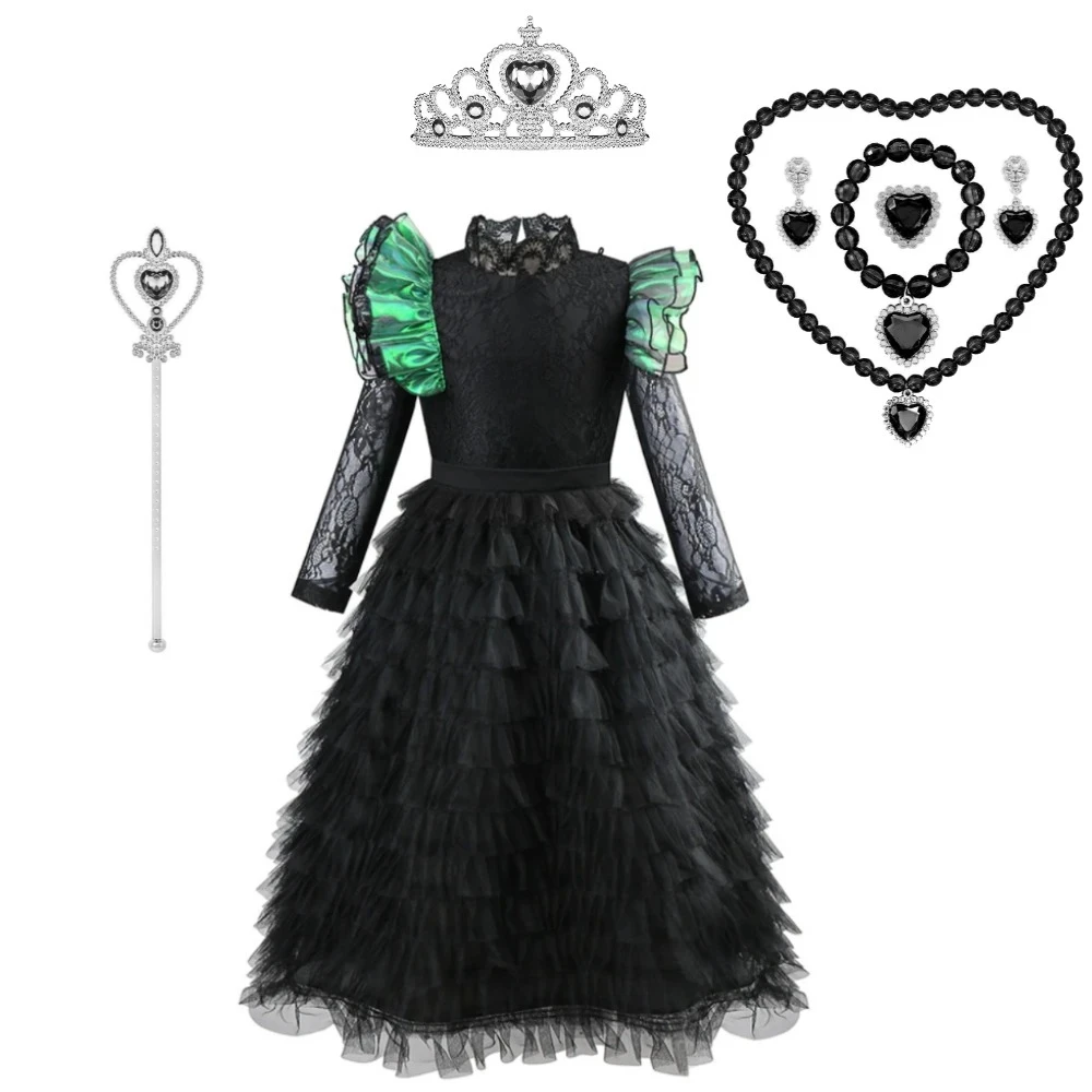 

Movie Wicked Glinda Elphaba Cosplay Girls Witches Costumes Cosplay Costume Party Role-playing Suit Black Necklace Crown Dress