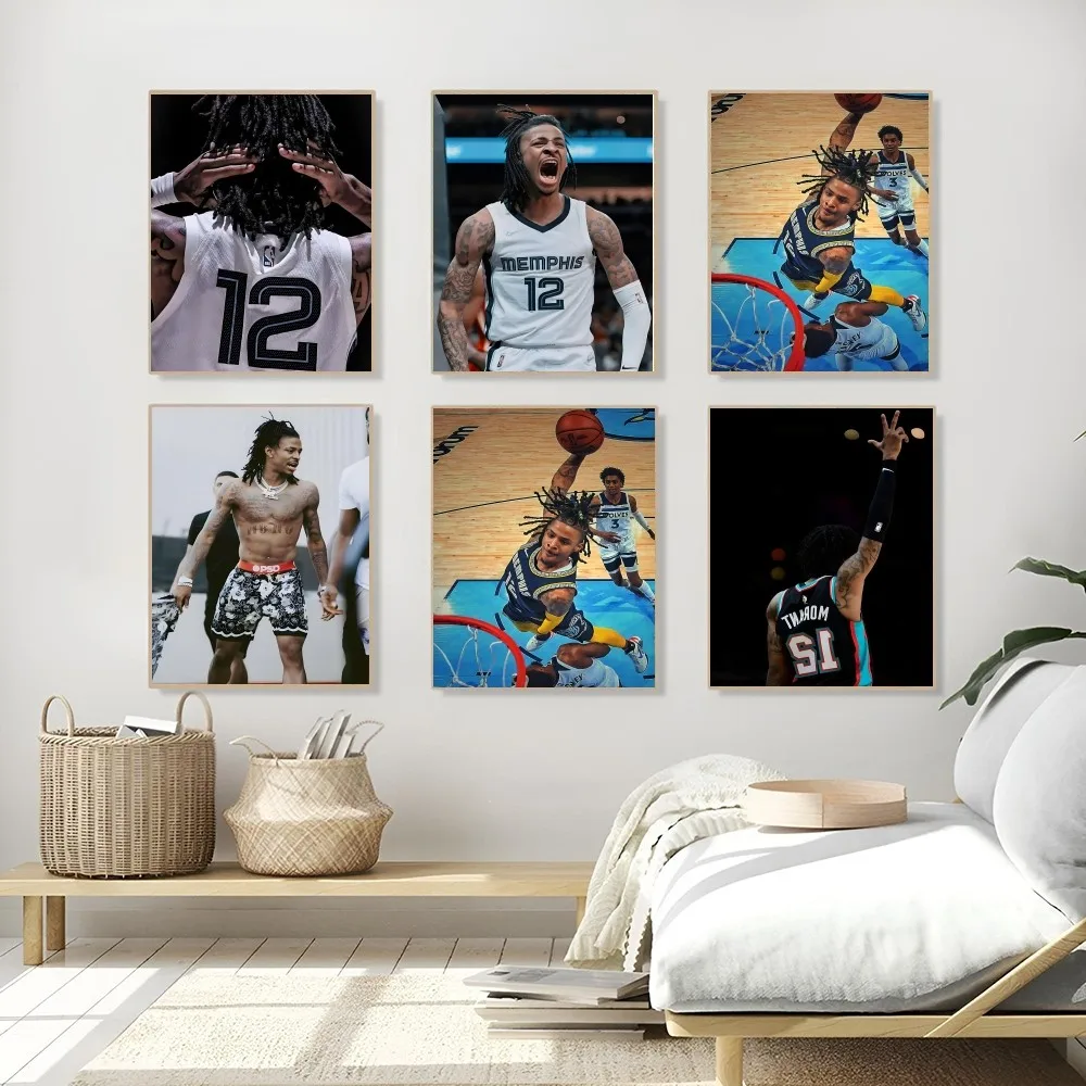 1PC JA MORANT Poster Self-adhesive Art Waterproof Paper Sticker Coffee House Bar Room Wall Decor